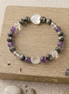 "Celestial Balance Duo" Moon & Heart Crystal Bracelet – Natural Amethyst, Silver Obsidian & Clear Quartz for Intuition