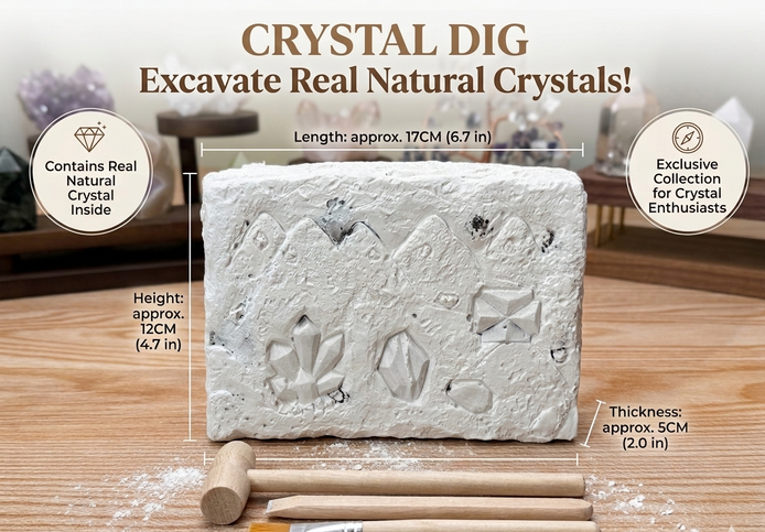 Crystal Dig Kit & Mystery Box for Adults&Child: Includes Natural  Random Crystals Worth over $55 - Blind Box Treasure Hunt Excavation for Healing Self-Care Gift&Stress relief
