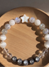 Healing Bracelet for Energy Shielding & Spiritual Clarity- Natural Silver & Golden Obsidian, Clear Quartz, Blue Moonstone & Selenite - 8mm